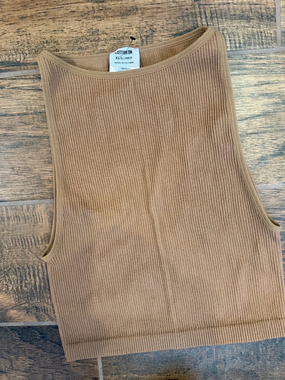 Cotton On Ribbed Crop Tank - Camel